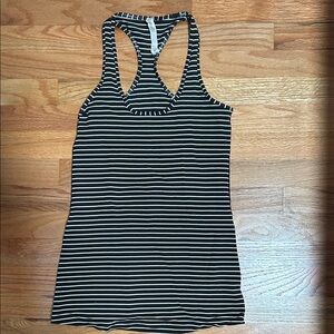 Lululemon Athletica Black and White Striped Tank Top